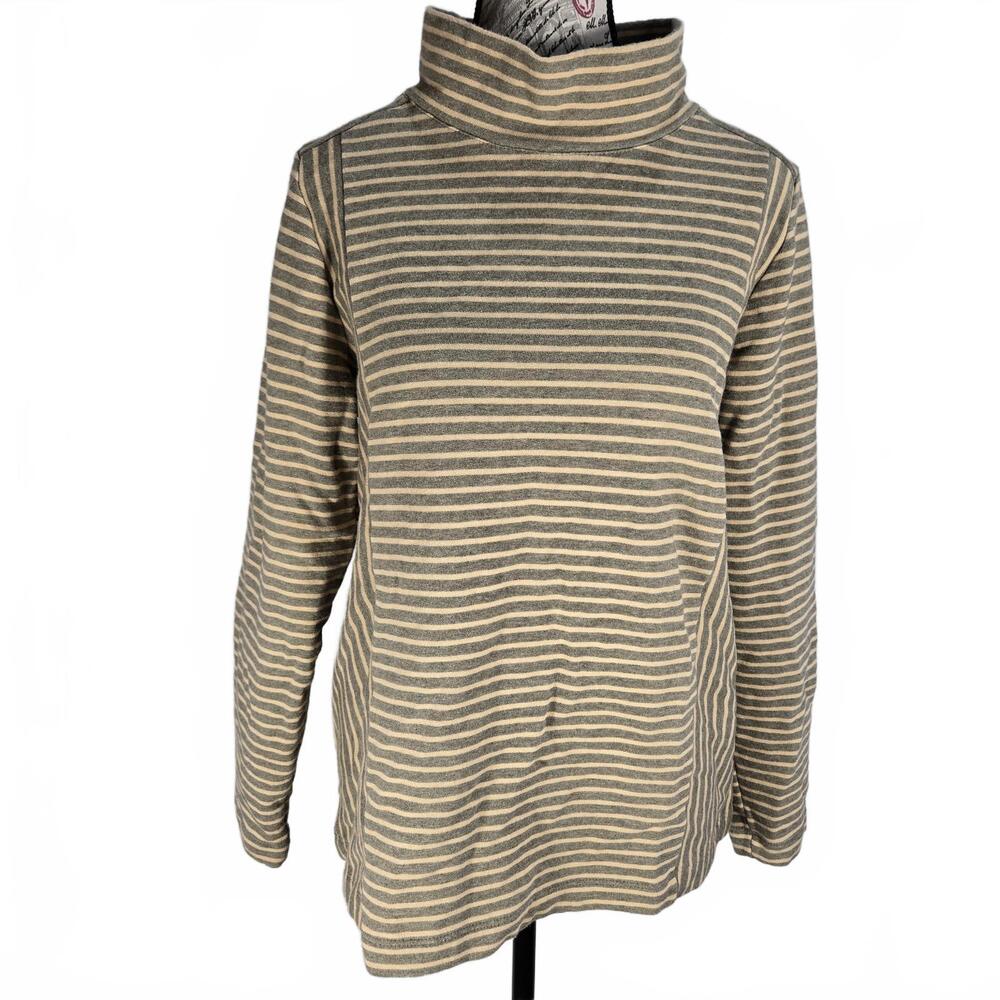 J Jill Women's Size M Seamed Mock Neck Long Sleeve Knit Top 100% Cotton - Picture 3 of 8